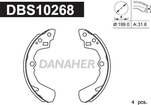 Danaher DBS10268 - Комплект тормозных колодок, барабанные autodnr.net