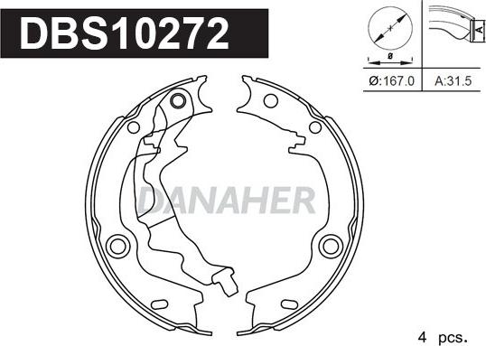 Danaher DBS10272 - Комплект тормозов, ручник, парковка autodnr.net