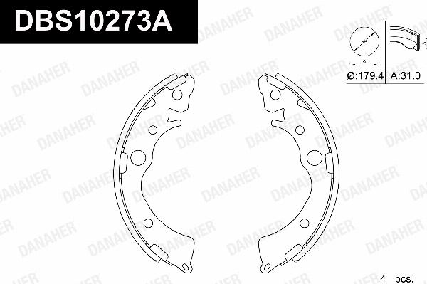 Danaher DBS10273A - Комплект гальм, барабанний механізм autocars.com.ua