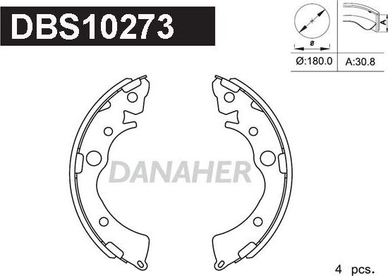 Danaher DBS10273 - Комплект тормозных колодок, барабанные autodnr.net