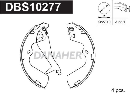 Danaher DBS10277 - Комплект тормозных колодок, барабанные autodnr.net