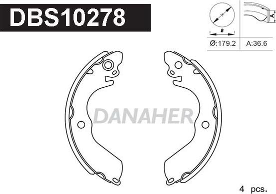 Danaher DBS10278 - Комплект тормозных колодок, барабанные autodnr.net