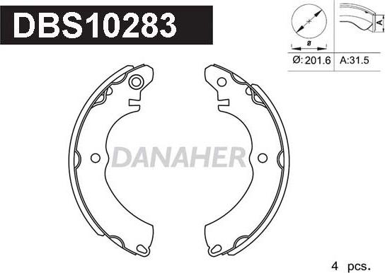 Danaher DBS10283 - Комплект гальм, барабанний механізм autocars.com.ua