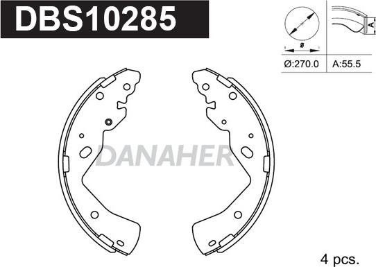 Danaher DBS10285 - Комплект гальм, барабанний механізм autocars.com.ua