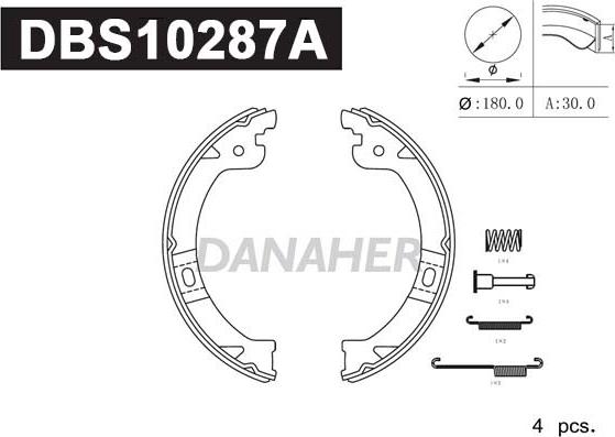 Danaher DBS10287A - Комплект гальм, ручник, парковка autocars.com.ua