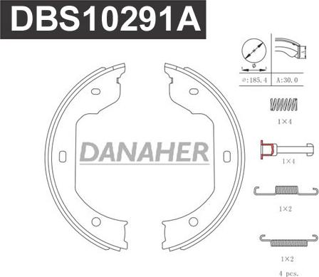 Danaher DBS10291A - Комплект гальм, ручник, парковка autocars.com.ua