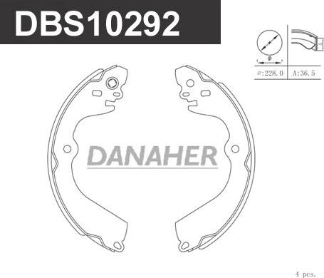 Danaher DBS10292 - Комплект гальм, барабанний механізм autocars.com.ua