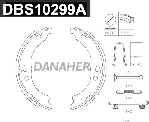 Danaher DBS10299A - Комплект тормозов, ручник, парковка autodnr.net