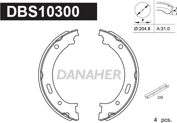 Danaher DBS10300 - Комплект тормозов, ручник, парковка autodnr.net