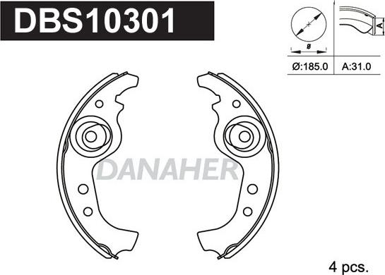 Danaher DBS10301 - Комплект тормозных колодок, барабанные autodnr.net