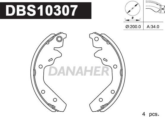 Danaher DBS10307 - Комплект тормозных колодок, барабанные autodnr.net
