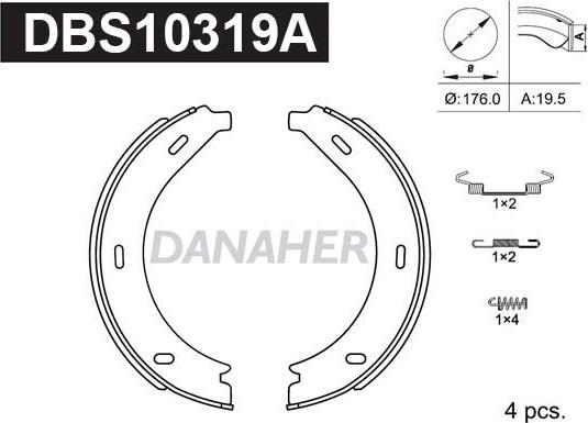 Danaher DBS10319A - Комплект тормозов, ручник, парковка autodnr.net