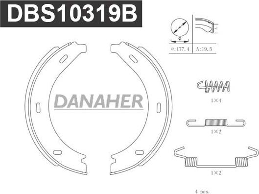 Danaher DBS10319B - Комплект тормозов, ручник, парковка autodnr.net