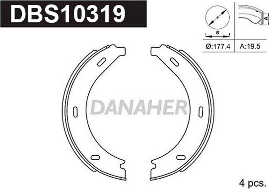 Danaher DBS10319 - Комплект тормозов, ручник, парковка autodnr.net