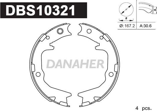 Danaher DBS10321 - Комплект тормозов, ручник, парковка autodnr.net