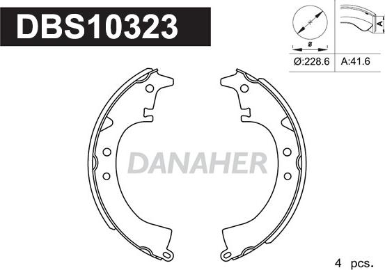 Danaher DBS10323 - Комплект гальм, барабанний механізм autocars.com.ua