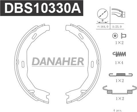 Danaher DBS10330A - Комплект тормозов, ручник, парковка autodnr.net