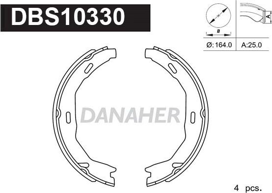 Danaher DBS10330 - Комплект гальм, ручник, парковка autocars.com.ua