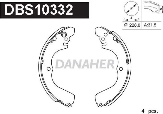 Danaher DBS10332 - Комплект тормозных колодок, барабанные autodnr.net