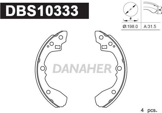 Danaher DBS10333 - Комплект гальм, барабанний механізм autocars.com.ua