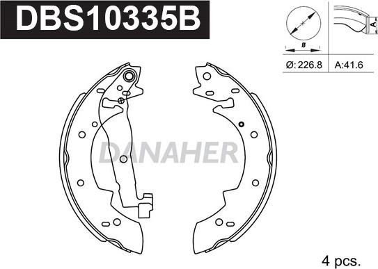 Danaher DBS10335B - Комплект тормозных колодок, барабанные autodnr.net