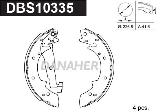 Danaher DBS10335 - Комплект тормозных колодок, барабанные autodnr.net
