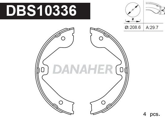 Danaher DBS10336 - Комплект гальм, ручник, парковка autocars.com.ua