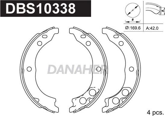 Danaher DBS10338 - Комплект гальм, ручник, парковка autocars.com.ua