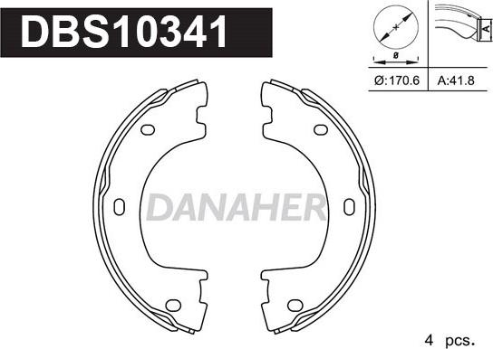 Danaher DBS10341 - Комплект тормозов, ручник, парковка autodnr.net