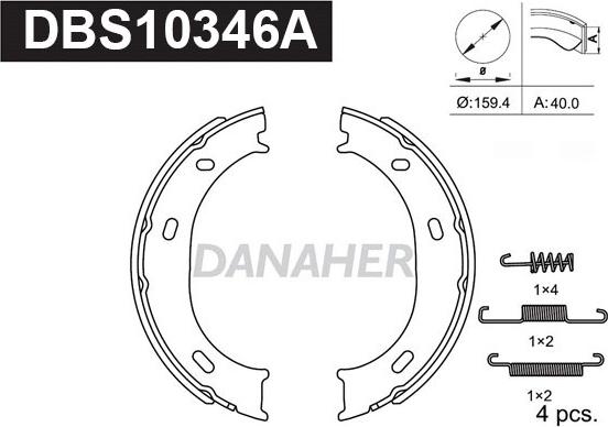 Danaher DBS10346A - Комплект тормозов, ручник, парковка autodnr.net