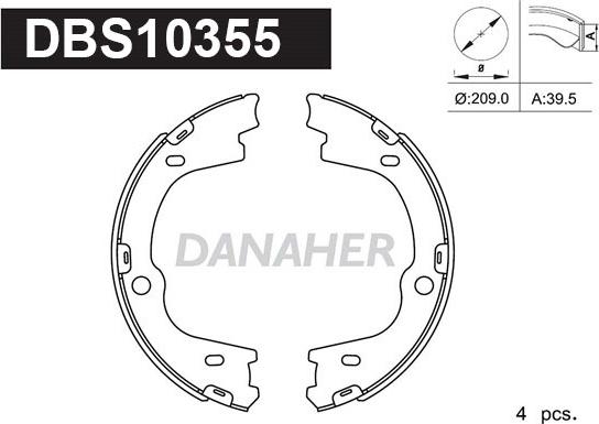 Danaher DBS10355 - Комплект тормозов, ручник, парковка autodnr.net