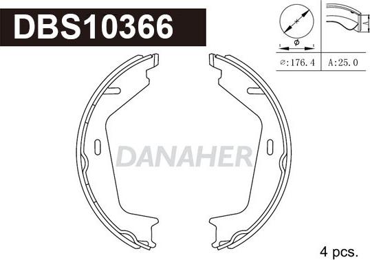 Danaher DBS10366 - Комплект тормозов, ручник, парковка autodnr.net