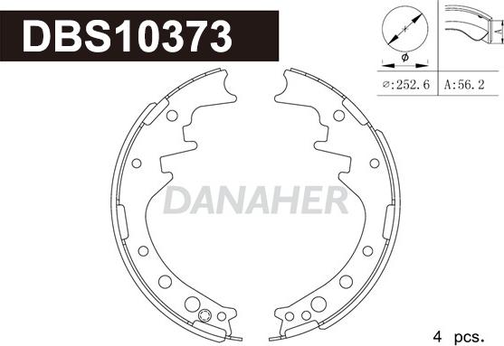 Danaher DBS10373 - Комплект гальм, барабанний механізм autocars.com.ua