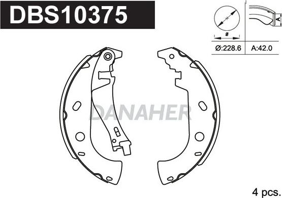 Danaher DBS10375 - Комплект гальм, барабанний механізм autocars.com.ua