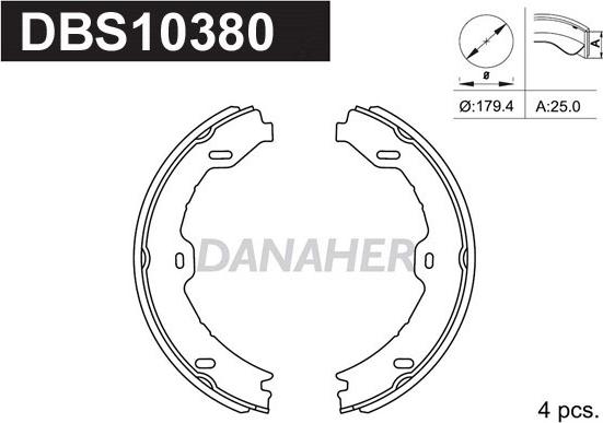 Danaher DBS10380 - Комплект гальм, ручник, парковка autocars.com.ua