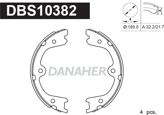 Danaher DBS10382 - Комплект гальм, ручник, парковка autocars.com.ua