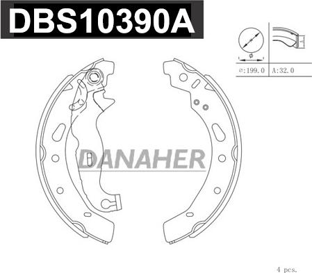 Danaher DBS10390A - Комплект гальм, барабанний механізм autocars.com.ua