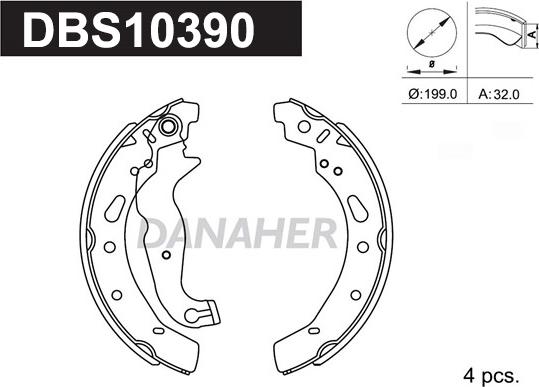 Danaher DBS10390 - Комплект гальм, барабанний механізм autocars.com.ua