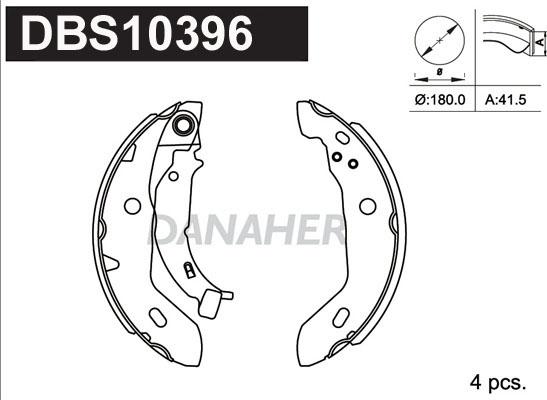 Danaher DBS10396 - Комплект гальм, барабанний механізм autocars.com.ua