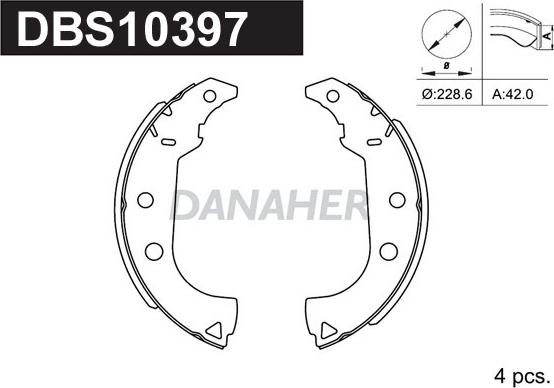 Danaher DBS10397 - Комплект гальм, барабанний механізм autocars.com.ua
