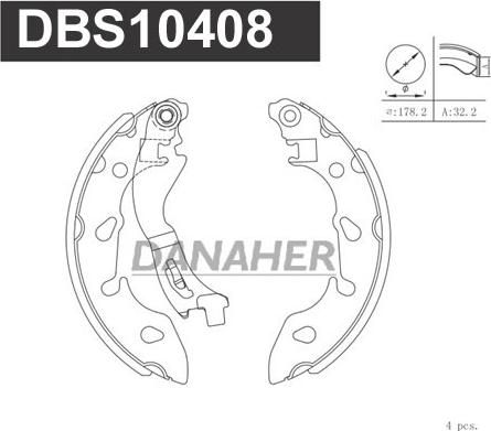 Danaher DBS10408 - Комплект тормозных колодок, барабанные autodnr.net