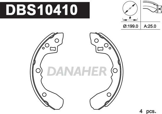 Danaher DBS10410 - Комплект гальм, барабанний механізм autocars.com.ua