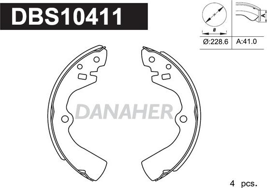 Danaher DBS10411 - Комплект гальм, барабанний механізм autocars.com.ua