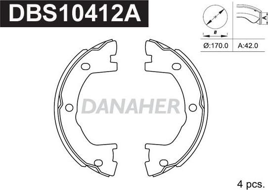 Danaher DBS10412A - Комплект тормозов, ручник, парковка autodnr.net