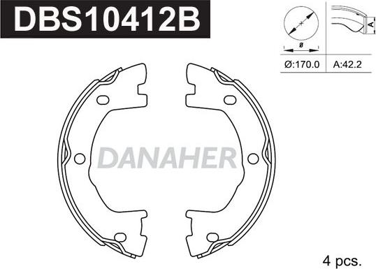 Danaher DBS10412B - Комплект тормозов, ручник, парковка autodnr.net