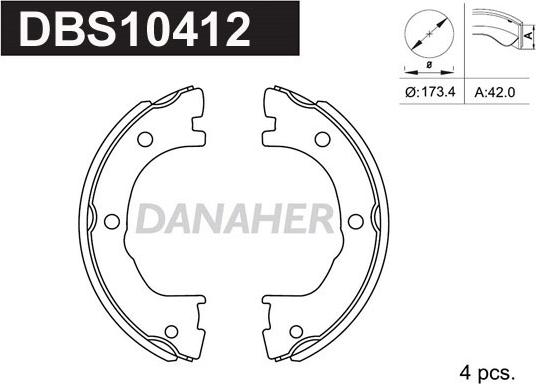 Danaher DBS10412 - Комплект тормозов, ручник, парковка autodnr.net