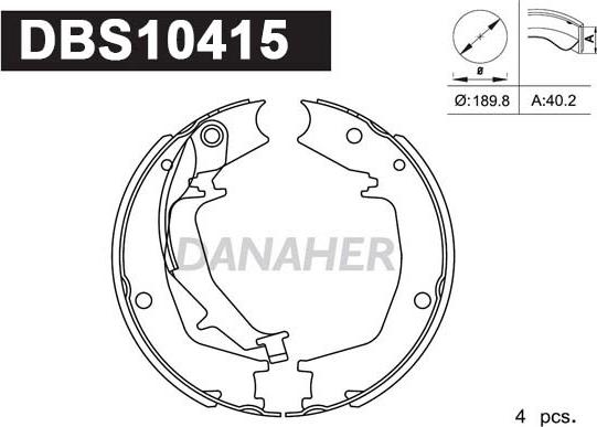 Danaher DBS10415 - Комплект тормозов, ручник, парковка autodnr.net
