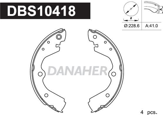 Danaher DBS10418 - Комплект гальм, барабанний механізм autocars.com.ua