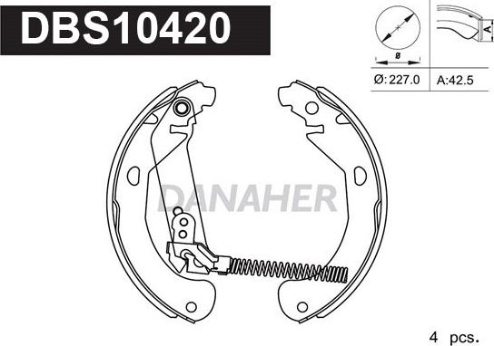 Danaher DBS10420 - Комплект гальм, барабанний механізм autocars.com.ua