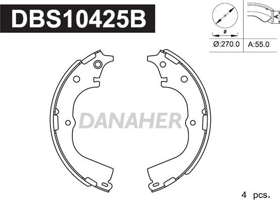 Danaher DBS10425B - Комплект гальм, барабанний механізм autocars.com.ua